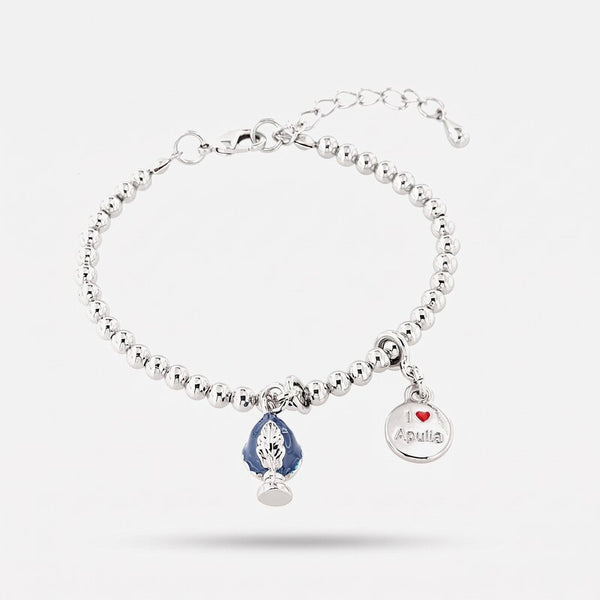 Bracciale pumo pugliese pendente blu | gioielli pugliesi portafortuna | BYSIMON