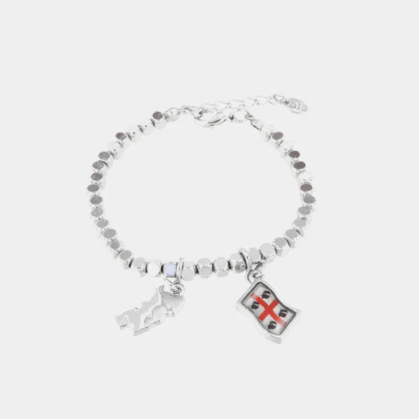 Bracciale in Metallo con ciondolo dell' isola di Sardegna e della bandiera dei quattro mori - BYSIMON gioielli