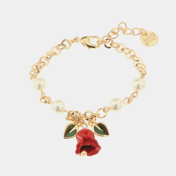 Bracciale con perle e campanella rosa | regalo laurea donna | BYSIMON
