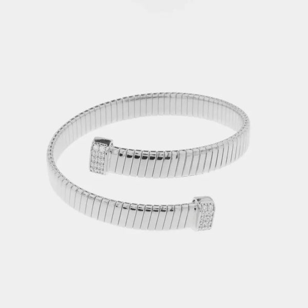 Bracciale in Metallo contrariè elasticizzato con dettaglio in zirconi bianchi