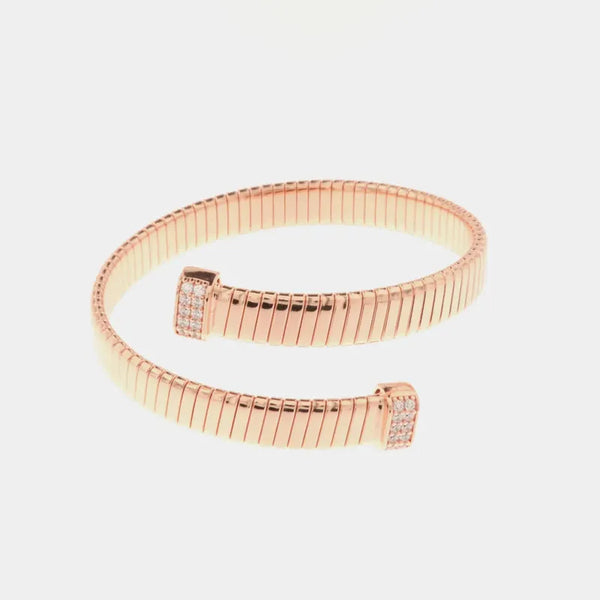 Bracciale in Metallo contrariè elasticizzato con dettaglio in zirconi bianchi