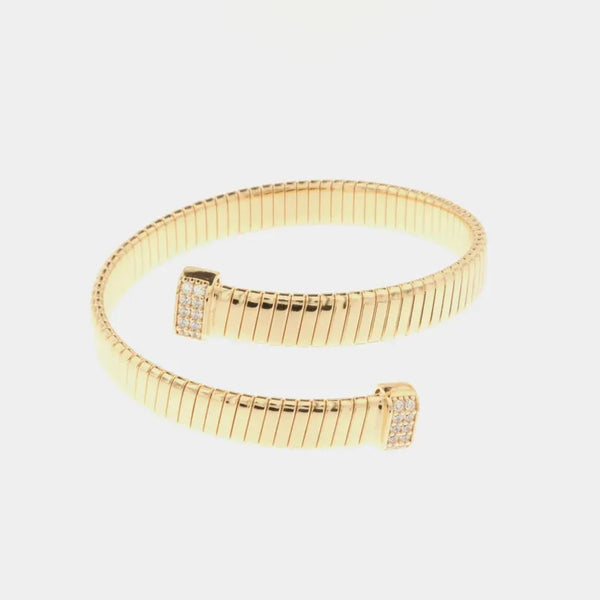 Bracciale in Metallo contrariè elasticizzato con dettaglio in zirconi bianchi