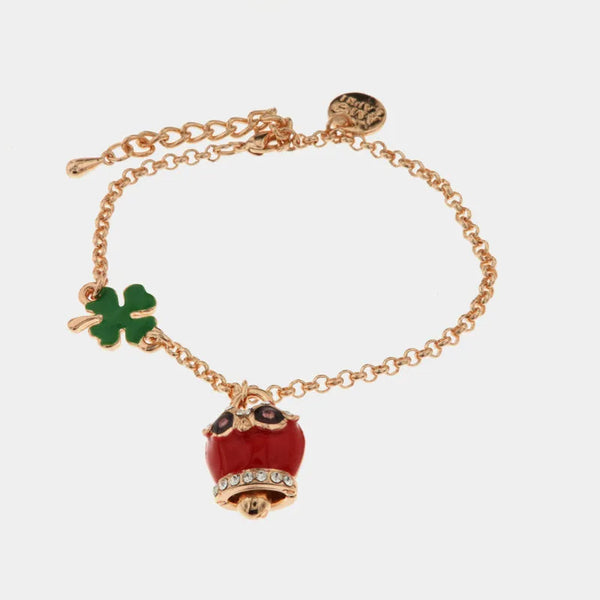 Bracciale con campanella e quadrifoglio portafortuna | regalo laurea | BYSIMON