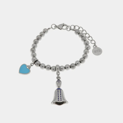 Bracciale con San Gennaro e cuore azzurro | portafortuna da regalare | BYSIMON