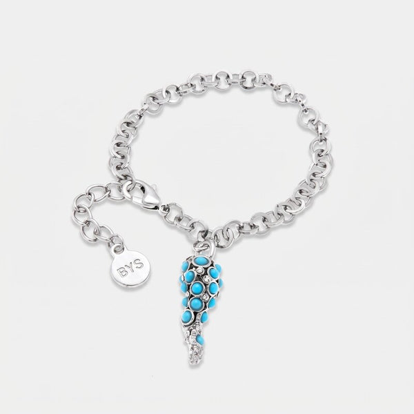 Bracciale in Metallo con cornetto centrale e cristalli - BYSIMON gioielli
