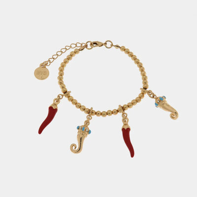 Bracciale in metallo con corni colorati portafortuna napoletani | corni napoletani | BYSIMON