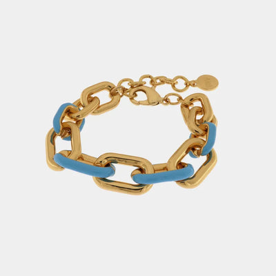 Groumette metal bracelet with blue colored enamel