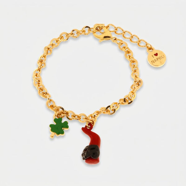 Bracciale con cornetto portafortuna rosso | regalo portafortuna originale | BYSIMON