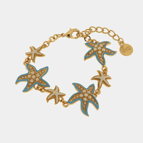 Bracciale in Metallo con stelle marine azzurre BYS - gioiello BySimon