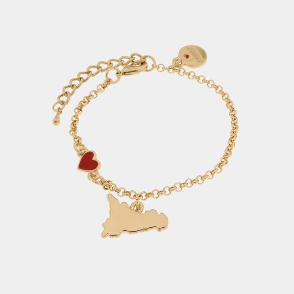 Bracciale in Metallo con cuoricino e simbolo Sicilia pendente - BYSIMON gioielli