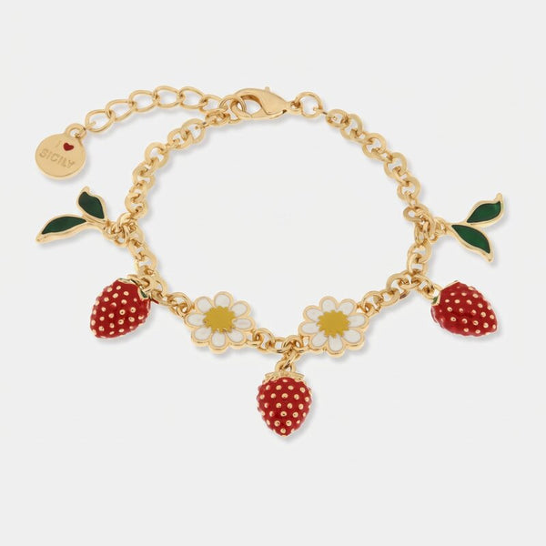 Bracciale in Metallo con fragole pendenti - BYSIMON gioielli