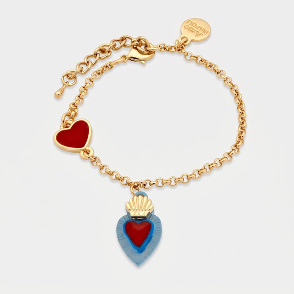 Bracciale in Metallo con cuore sacro colorato pendente - BYSIMON gioielli