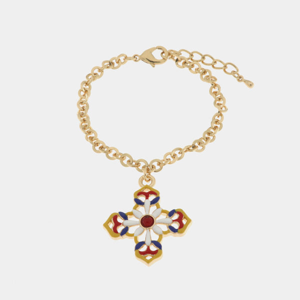Bracciale in Metallo con croce colorata - BYSIMON gioielli