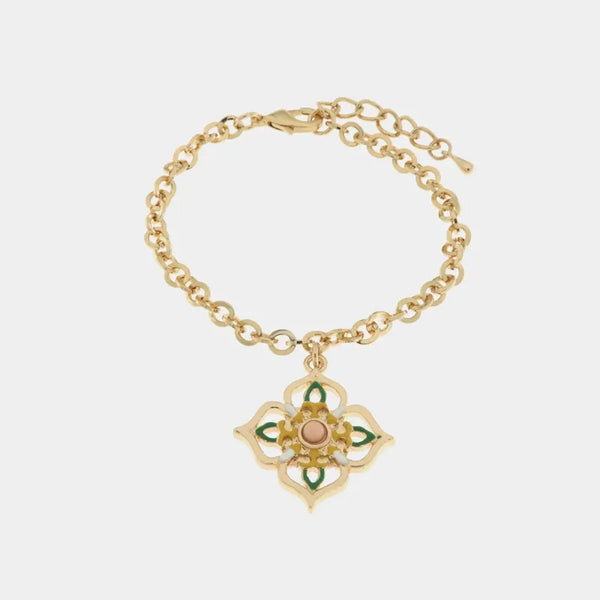 Bracciale in Metallo con croce di Malta pendente impreziosita da maioliche