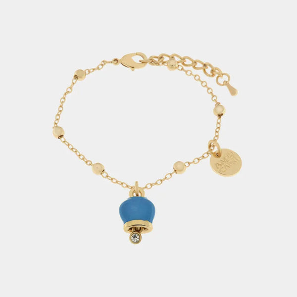 Bracciale in Metallo con campanella portafortuna pendente, impreziosita da smalto e punto luce - BYSIMON gioielli