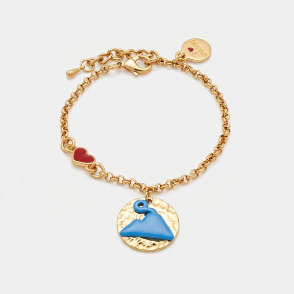 Bracciale in Metallo con medaglia e disegno Vesuvio azzurro - BYSIMON gioielli