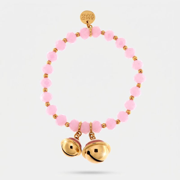 Bracciale in Metallo con sonagli e pietre rosa