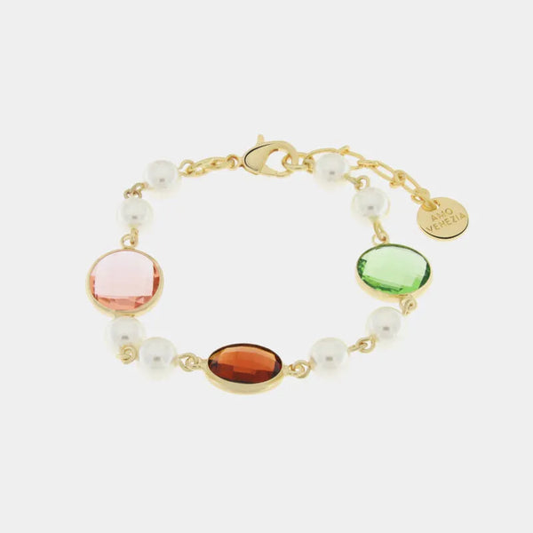 Bracciale in Metallo con perline e cristalli - BYSIMON gioielli