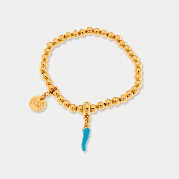 Bracciale in Metallo con cornetto turchese - BYSIMON gioielli
