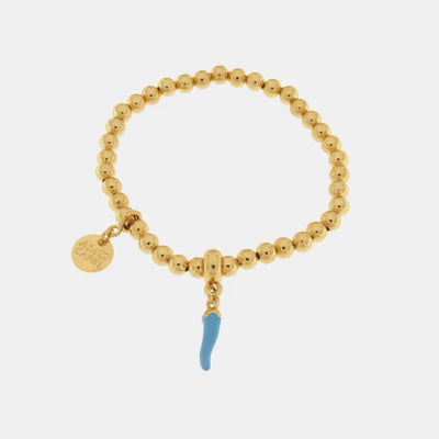 Bracciale con cornetto turchese portafortuna in metallo | cornicello napoletano | BYSIMON