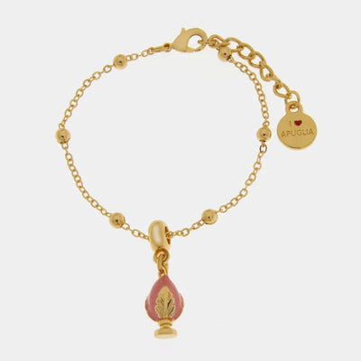 Bracciale con pumo pugliese rosa | gioielli pugliesi portafortuna | BYSIMON