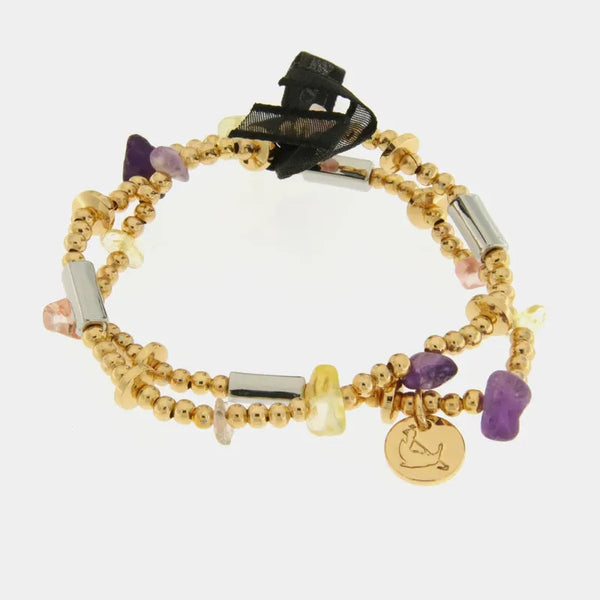Bracciale in Metallo multifilo con pietre colorate