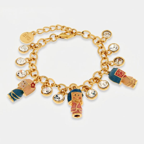 Bracciale in Metallo con pendenti geisha - BYSIMON gioielli