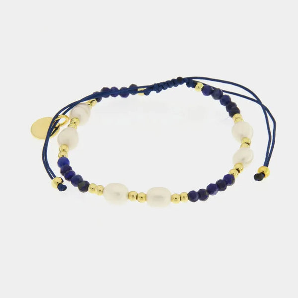 Bracciale in Metallo cordino con pietre blu