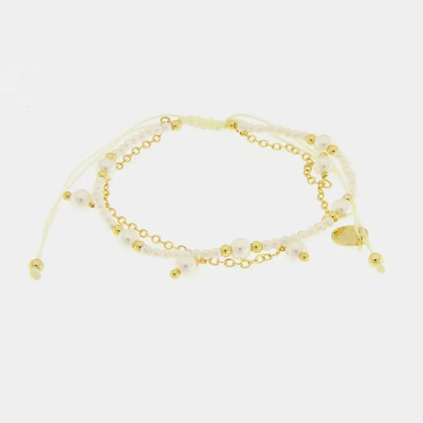 Bracciale in Metallo cordino con pietre bianche