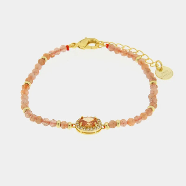 Bracciale in Metallo con pietre rosa