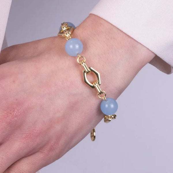 Metal Bracelet with Blue Crystals