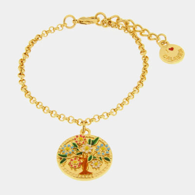 Metal Bracelet with Tree and Flowers