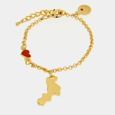 Metal Bracelet with Calabria Symbol and Red Heart
