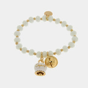 Bracciale in Metallo campanella bianca e piccolo sonaglio con pietre bianche
