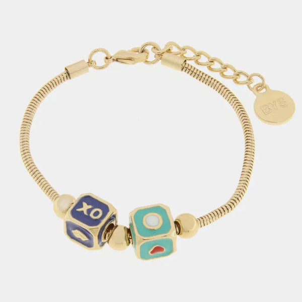 Bracciale in Metallo con dadi e cuori - BYSIMON gioielli
