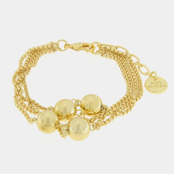 Bracciale in Metallo multifilo con perle lucide - BYSIMON gioielli