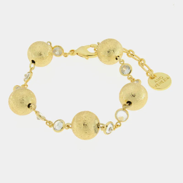 Bracciale in Metallo con perle oro e cristallini - BYSIMON gioielli
