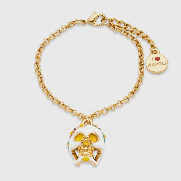 Bracciale in Metallo con capuzzella bianca impreziosita da fiori colorati AMONAPOLI - gioiello BySimon