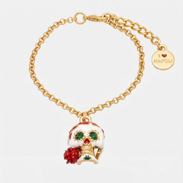 Bracciale in Metallo con capuzzella bianca impreziosita da cuori rossi AMONAPOLI - gioiello BySimon