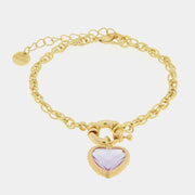 Bracciale in Metallo con cuore lilla
