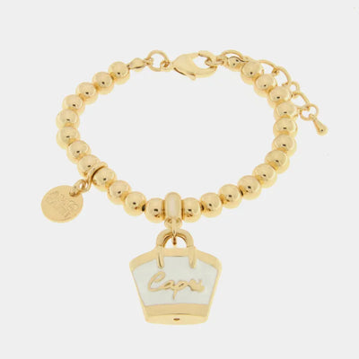 Bracciale in Metallo con borsa bianca scritta capri