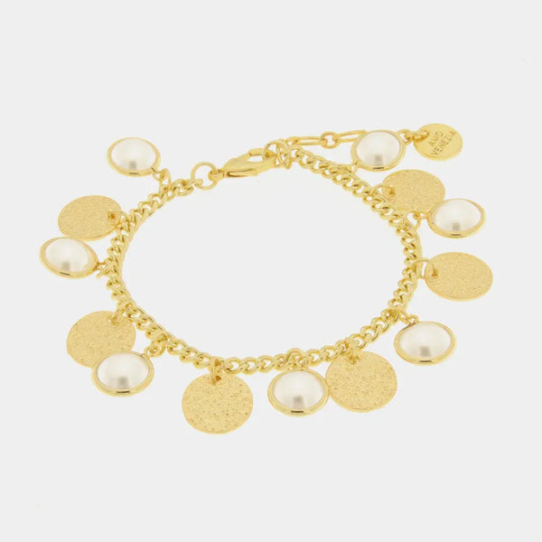 Bracciale in Metallo con perle e targhe martellate AMOVENEZIA - gioiello BySimon