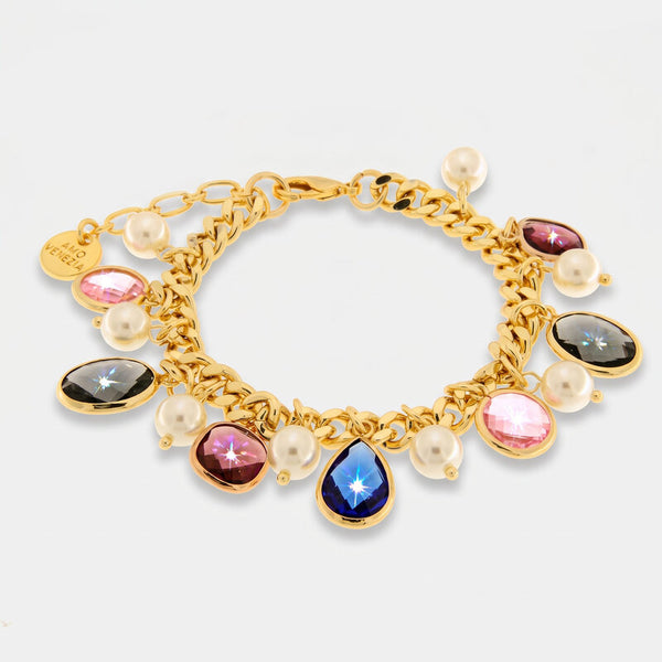 Bracciale in Metallo con perle e cristalli colorati - BYSIMON gioielli