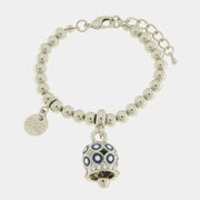 Bracciale in Metallo con campanella a pois blu e zirconi - BYSIMON gioielli