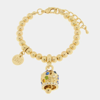 Bracciale in Metallo con campanella a pois e zirconi multicolor - BYSIMON gioielli