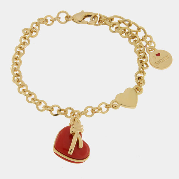 Bracciale in Metallo con cuore rosso e nodo - BYSIMON gioielli