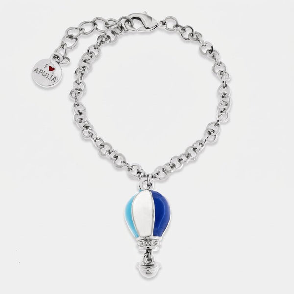 Bracciale in Metallo con mongolfiera blu e azzurra - BYSIMON gioielli