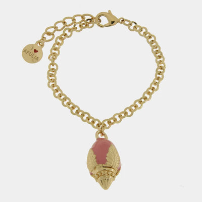 Bracciale con pumo pugliese rosa placcato oro | pumi pugliesi | BYSIMON