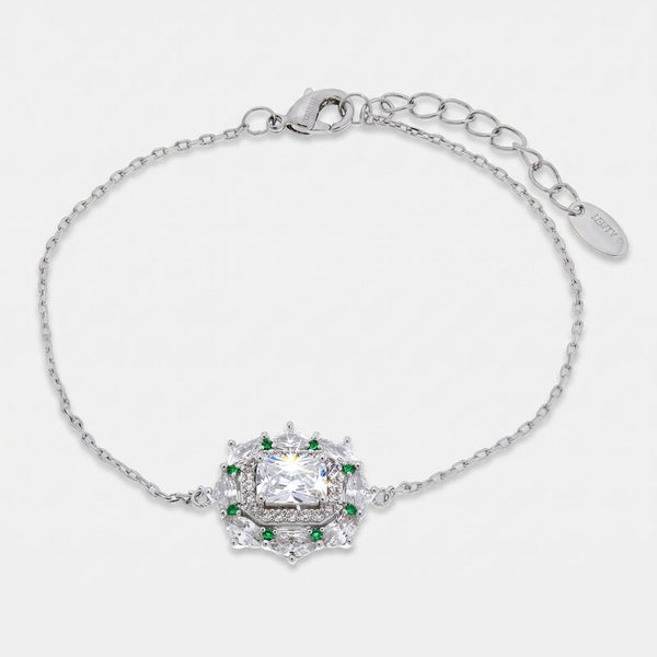 Bracciale in Metallo zirconato con punti luce verdi - BYSIMON gioielli