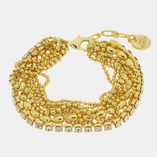 Bracciale in Metallo con perline e cristalli intrecciati - BYSIMON gioielli